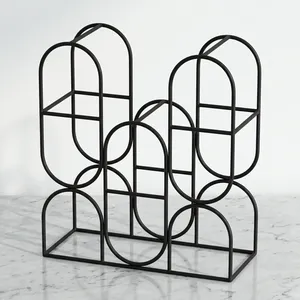 Modern Geometric Metal 8 <b>Bottle</b> Wine <b>Rack</b> Double Tier Standing Organizer Minimalist Design Durable Freestanding Shelf - Product Image 5