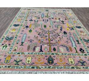 Alfombra Árbol de la Vida Eden en Tonos Pastel, Tapiz de Jardín, Alfombra Vintage Rosa, Alfombra Botánica, Alfombra Floral con Árbol del Herencia - Product Image 2