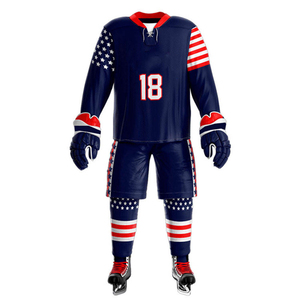 Ensemble de maillots de hockey sur glace des États-Unis pour hommes, manches longues, design sublimé du drapeau, polyester respirant, vêtements de sport d'hiver, taille adulte - Product Image 2