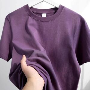 Camisetas para Hombre y Mujer, 300G, Gris-Púrpura, Cuello Redondo, Manga Corta, Camisetas Básicas de Algodón Puro para Mujer, Sencillas - Product Image 3