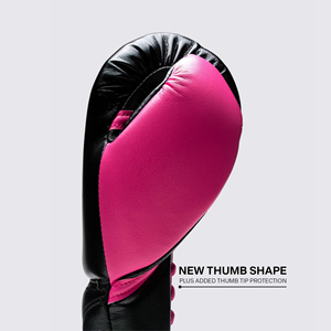 Gants de boxe Top Performance X Fly rose et noir en cuir de vachette véritable, gants de sparring avec impression personnalisée, lacets Fly Boxing Gloves - Product Image 5