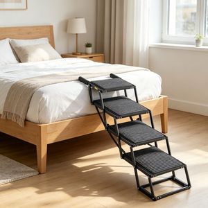Scala per Animali Domestici Regolabile in Altezza, Moderna per Interni/Esterni, con Motivo Animale alla Moda, in Tessuto Lavabile e Schiuma, per Gatti, Soggiorno e Camera da Letto - Product Image 4