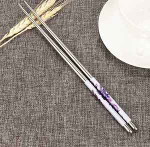 Baguettes en métal réutilisables en acier inoxydable pour nouilles, sushis, hotpot, cuisine thaïlandaise, repas à domicile - Product Image 1