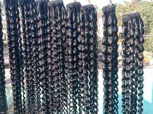 Extensions de cheveux humains professionnelles, produit de coiffage, cheveux naturels ondulés bouclés, noirs naturels, attaches pour cheveux, soins et coiffage des cheveux - Product Image 3