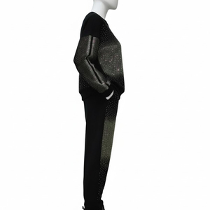 Luxury Rhinestone Tracksuit Set <b>Men</b> Black Sparkle Sweatshirt Jogger Suit Diamond <b>Studded</b> Streetwear Outfit - Product Image 3