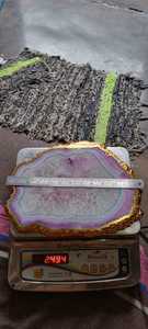 Plateau de luxe en agate avec bords électroplaqués, plateau de service décoratif en cristal naturel pour la décoration haut de gamme de la maison - Product Image 2