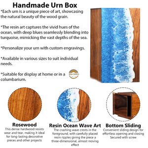 Wholesale Custom Ocean Wave Resin and Wood Cremation Urn for Ashes beautifully handcrafted memorial by AYAANS - Product Image 2