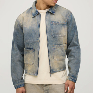 Chaqueta Vaquera Vintage Y2K Personalizada al por Mayor con Botones y Parches, 100% Algodón para el Mercado Estadounidense - Product Image 1