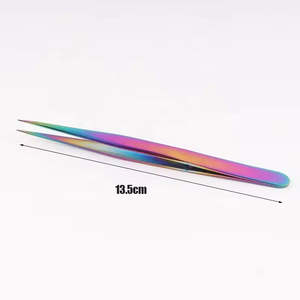 Pinzas de precisión para cejas y extracción de puntos negros, de acero inoxidable, reutilizables, con punta fina, para injerto de pestañas postizas y depilación fina - Product Image 6