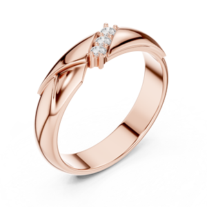Anillo de Oro Rosa de 10K con Tres Diamantes Redondos Cultivados en Laboratorio, Estilo Trenzado, de Lujo para Mujer, Menos de 1 Quilate, Oro Rosa, Blanco y Amarillo - Product Image 2
