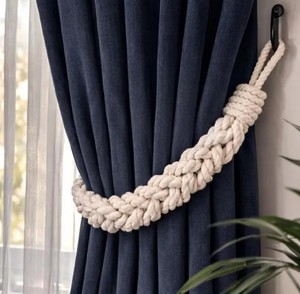 Handmade Braided Cotton Rope <b>Curtain</b> Tieback – Nautical Coastal Accessory - Product Image 3