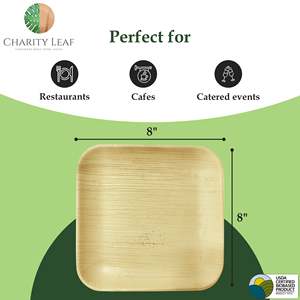 Piatto Quadrato in Foglia di Palma Naturale da 8 Pollici per Stoviglie e Decorazioni da Tavola - Product Image 5