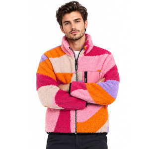 Mejor Artículo, Nueva Llegada, Chaqueta de Forro Polar Sherpa con Bloques de Color, Cierre de Cremallera, Cuello Alto, Manga Larga, Abrigo de Invierno - Product Image 4