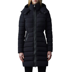 Chaqueta Larga Acolchada para Mujer, Color Negro, de Alta Calidad, con Logotipo Personalizable, Tejido Transpirable, Relleno de Algodón, Ultra Cálida - Product Image 4