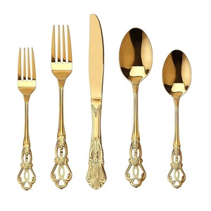 Mirror Polish <b>Flatware</b> Cutlery Set Gold Cutlery Luxury Sustainable Metal Cutlery Giveaways Stocked used in Restaurant home - Product Image 3