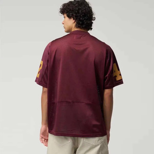 Maillot de football américain pour homme, couleur marron, col en V, manches courtes, numéro personnalisé 06, imprimé à l'écran, maille respirante, vêtements de sport - Product Image 2