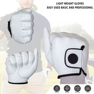White leather <b>golf</b> glove Breathable outdoor sports Mens <b>golf</b> glove Womens <b>golf</b> glove finger protection - Product Image 5