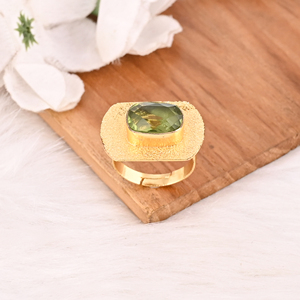 Fashion Hydro Gemstone <b>Brass</b> Gold Plated Handmade Stylish <b>Ring</b> for Women - Product Image 3