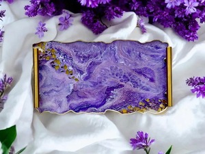 Handmade Resin Jewelry <b>Tray</b> Set with Glossy Durable Finish Lightweight Oval Design Gold Flake for <b>Vanity</b> Decor and Gift Use - Product Image 2