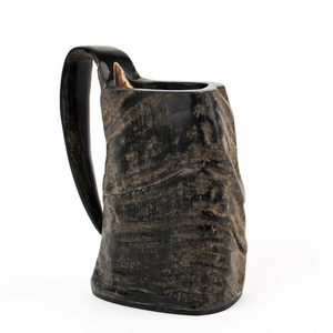 Jarra de Cuerno Natural Hecha a Mano, Jarra Medieval Tallada para Beber con Asa - Product Image 4