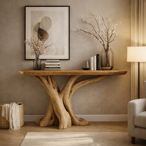 Mesa Consola Rústica Moderna de Madera Maciza Hecha a Mano para Comedor, Hotel, Apartamento, Escuela - Decoración Única para el Hogar, Entrada - Product Image 3