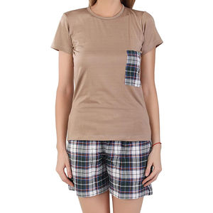 Ensemble décontracté en coton uni pour femme avec logo personnalisé, meilleur prix, t-shirt et short coupe classique, vente en gros, OEM - Product Image 4