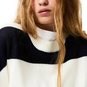 Pull en tricot rayé pour femme, col rond, manches longues, style décontracté, 100% acrylique, pour l'automne - Product Image 6