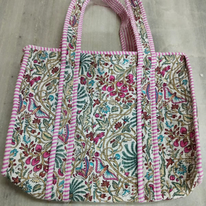 Custom Cotton Quilted Tote <b>Bag</b> Manufacturer India Jaipur Supplier Block Print <b>Fabric</b> Handbags Private Label Shopping <b>Bags</b> OEM - Product Image 1