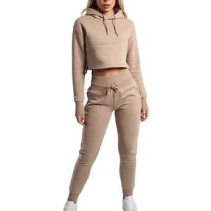 New arrival 2021 High waist fitness sports women sweatpants and <b>crop</b> <b>tops</b> set gym tracksuit - Product Image 1