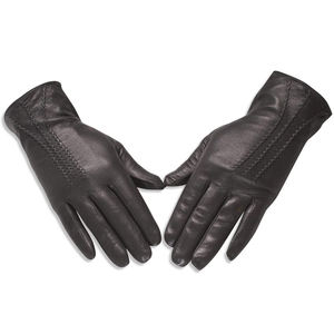 Gants en cuir tactiles pour la conduite, longueur poignet, à doigts entiers, pour l'hiver, offrant une chaleur optimale, fabrication soignée, en promotion - Product Image 2