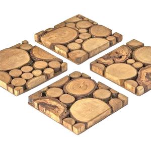 Wood <b>Drink</b> <b>Coasters</b> with Holder Pieces Wooden <b>Coasters</b> Cup <b>Coaster</b> Set <b>for</b> Bar Kitchen Home Acacia Wood - Product Image 1