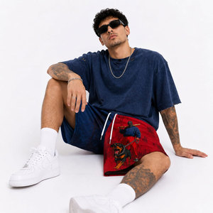 Pantalones Cortos Deportivos para Hombre, Estilo Hip Hop, Azules y Rojos, con Estampado de Rottweiler y Murciélago, Cintura con Cordón, Secado Rápido - Product Image 6