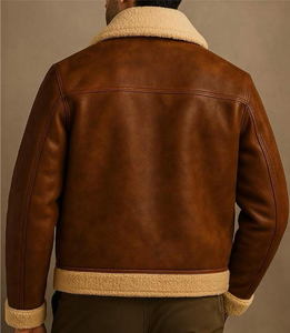 Veste en cuir véritable pour homme, col montant, logo frontal, marque privée OEM, livraison directe - Product Image 6