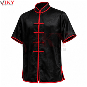 Fournisseur de services OEM/ODM – Ensemble d'entraînement en satin noir avec passepoil rouge, veste et pantalon pour l'entraînement des ailes - Product Image 2