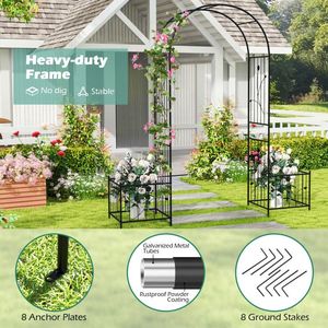 Pergola/Gazebo da Giardino 2-in-1 con 2 Fioriere Laterali e 8 Picchetti da Terra - Product Image 6