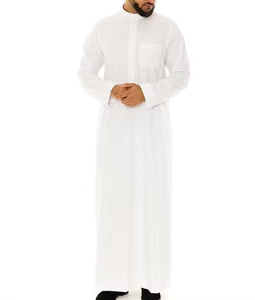 High Quality Casual <b>Men</b> Jubba <b>Thobe</b> Set Floor Length Long Sleeve V Neck Loose Fit Polyester Breathable Embroidery Muslim Arabian - Product Image 2