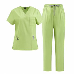 Women's Woven V-Neck Short-Sleeved <b>Scrub</b> Uniform Hospital Operating Room Nurse Doctor Workwear Washable Medical Overalls <b>Clothes</b> - Product Image 1