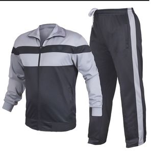 Mens Color Block Tracksuit <b>Zip</b> <b>Up</b> <b>Jacket</b> and Track Pants Two Piece Sportswear Custom Logo Gym Wear - Product Image 3