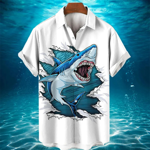 Camisa Casual de Manga Corta con Estampado Hawaiano para Hombre, Cuello Camisero, Cierre de Botón, Transpirable, 100% Poliéster - Product Image 5