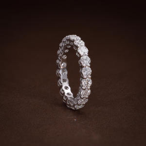 Bague d'éternité en diamant de laboratoire, coupe ronde, cercle complet, alliance de mariage, plaqué or massif 14K 18K, certificat de bijoux, cadeau de mariage - Product Image 2