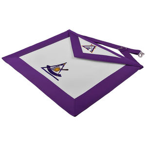 Illustrious Master Council Apron High Quality Hand Machine Embroidered Purple Ribbon Fabric Material Beautiful Masonic Design - Product Image 2