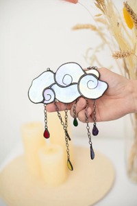Cloud Shape <b>Rainbow</b> Drop Sun Catcher Hanging Decor For Window Bedroom Nursery Colorful Artistic Home Accent Piece From India - Product Image 2
