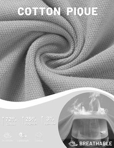 Men's Gray Short Sleeve Polo Shirt Solid Color Pique Knitted Casual Breathable Regular Fit - Product Image 4