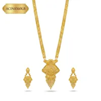 Parure de bijoux pour femme en laiton plaqué or 24 carats de qualité supérieure, motif floral, style arabe, avec long collier à breloques et boucles d'oreilles assorties pour mariage