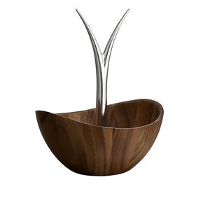 Fruit <b>Tree</b> Bowl Wooden Decorative Bowl with Metal Alloy <b>Tree</b> Centerpiece Rustic Fruit Basket for Home Kitchen Table Decor - Product Image 2