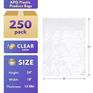Rollo de 250 piezas 18 \ "X 24 \" Bolsas de plástico transparente Bolsas de almacenamiento de alimentos impermeables de 13 micras de espesor-50 + 220 grados F para alimentos - Product Image 2