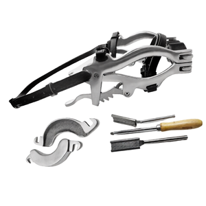 Spéculum buccal équin McPherson 4000, ensemble de mors à cliquet manuel en acier inoxydable avec kit de raclage flottant, kit d'instruments - Product Image 1