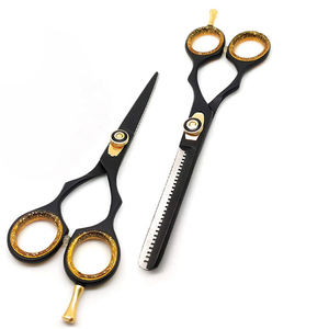 Kit de ciseaux de barbier ZARNAB SURGICAL de haute qualité, revêtement titane noir, pour droitiers, pointe arrondie, 28 dents, manche court - Product Image 5