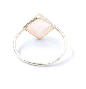 Geometric Rose Quartz 925 Sterling Silver <b>Ring</b> Minimalist Gemstone Bezel Setting Unisex Everyday Wear - Product Image 3