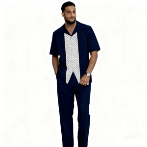 Ensemble de costume brodé pour homme africain Hiver 2025 – Chemise et tenue décontractées élégantes en tissu respirant, motif végétal tropical rétro - Product Image 4